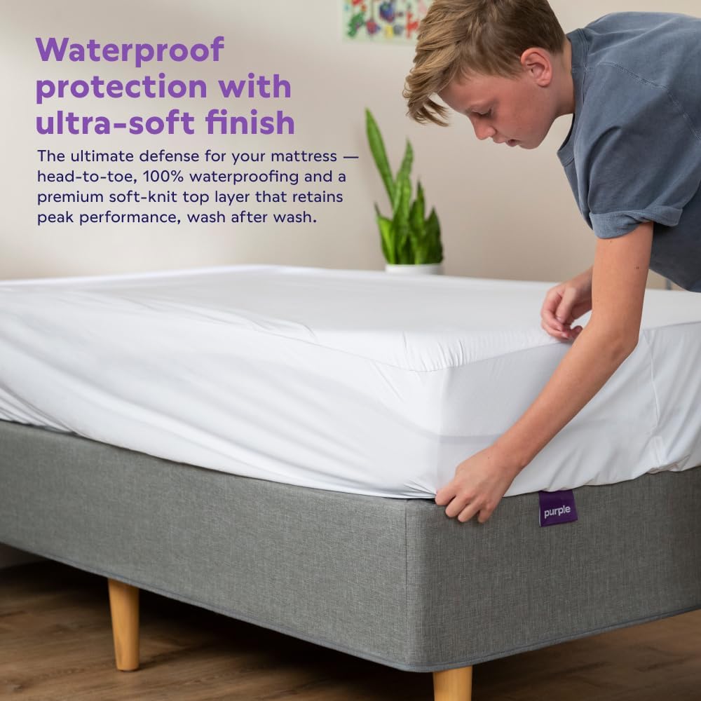 Purple Waterproof Mattress Protector – Queen, Gold-Standard Protection, Comfort-First Design, Fits Mattresses 8” to 15.5”