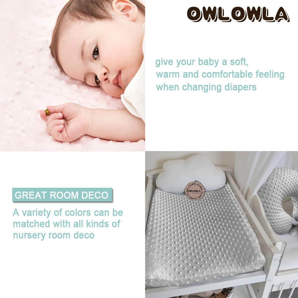 Owlowla Changing Pad Cover,Soft Minky Dots Changing Table Sheets for Baby Boy and Girl 2Pack (Pink&Cream)