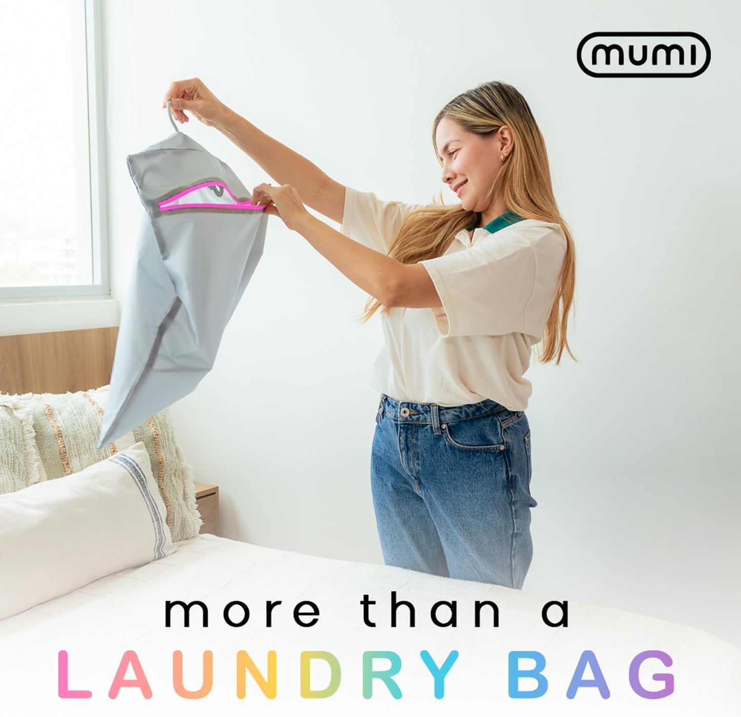 MUMI Travel Laundry Bag – Moisture & Smell-Proof Wash Bag with Folding Hanger & Outer Pouch | Large Washable Bags for Suitcase, Gym & Packing | Clothes Organizer for Trips & Storage - Yellow