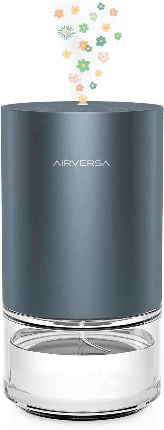 Essential Oil Diffuser Waterless Aromatherapy Diffusers for Home Large Room, Bedroom, Car, Office, Desk, Battery Operated, Small Diffuser for Pure Scent, 100mL Capacity, AN9 (Gray)