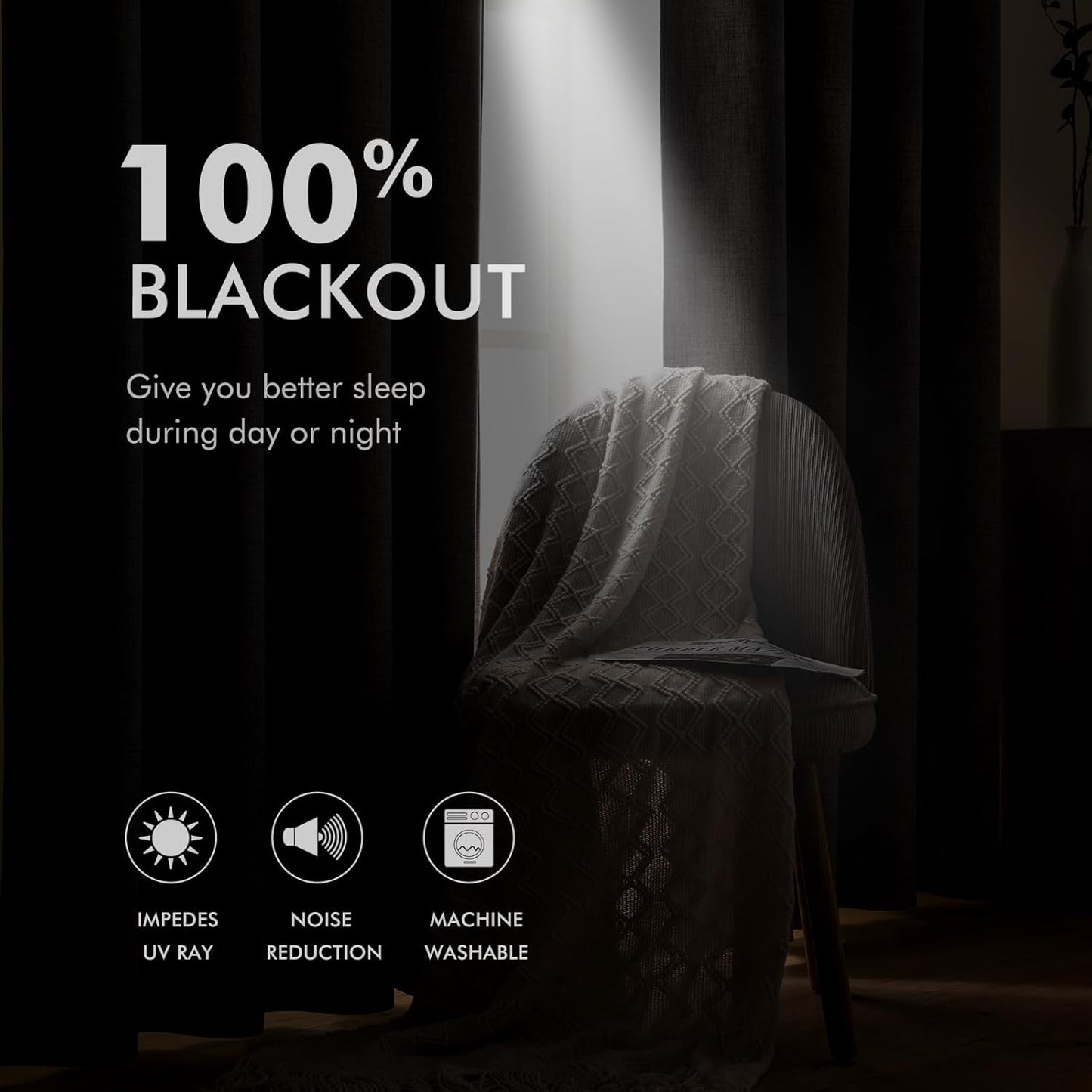 MIULEE 100% Blackout Linen Textured Curtains for Bedroom Solid Thermal Insulated Olive Green Grommet Room Darkening Curtains & Drapes Luxury Decor for Living Room Nursery 52 x 84 Inch (2 Panels)