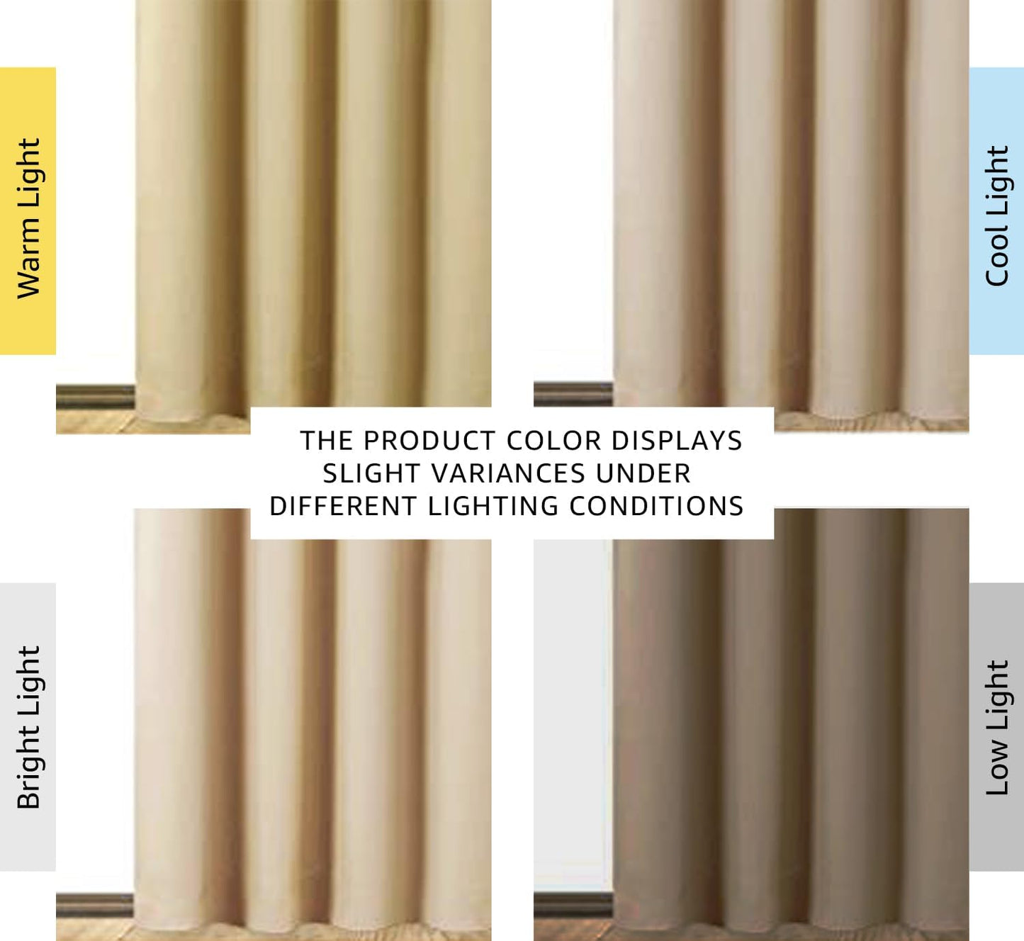 NICETOWN Living Room Completely Shaded Draperies, Privacy Protection & Noise Reducing Ring Top Drapes, Black Lined Insulated Window Treatment Curtain Panels(Biscotti Beige, 2 Pieces, W52 x L84)