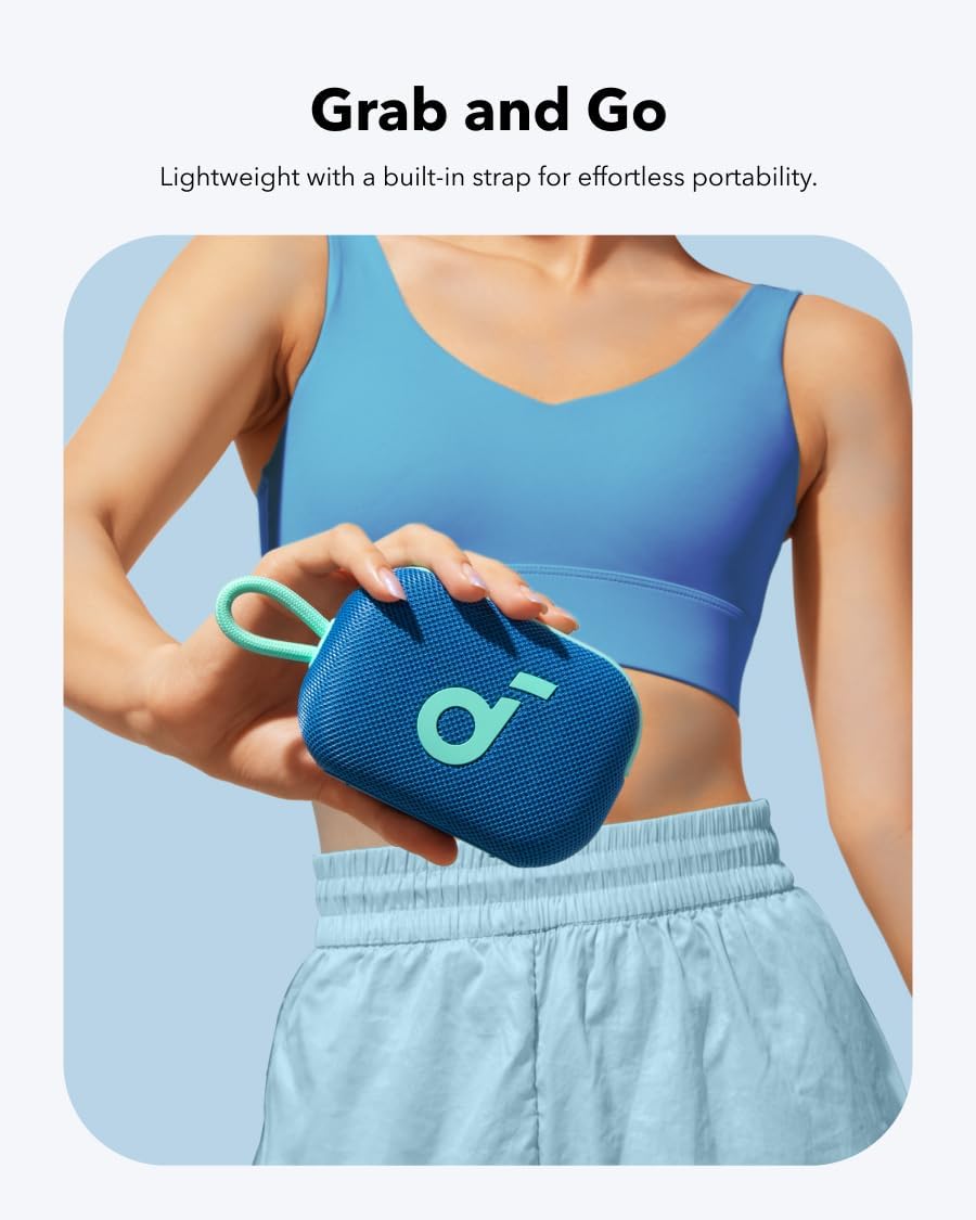 soundcore Select 4 Go Bluetooth Shower Speaker by Anker, IP67 Waterproof/Dustproof, Portable Wireless Speaker, 20H Playtime, Floatable, Powerful Sound, Electronics for Outdoors/Home/Office/Travel-Blue