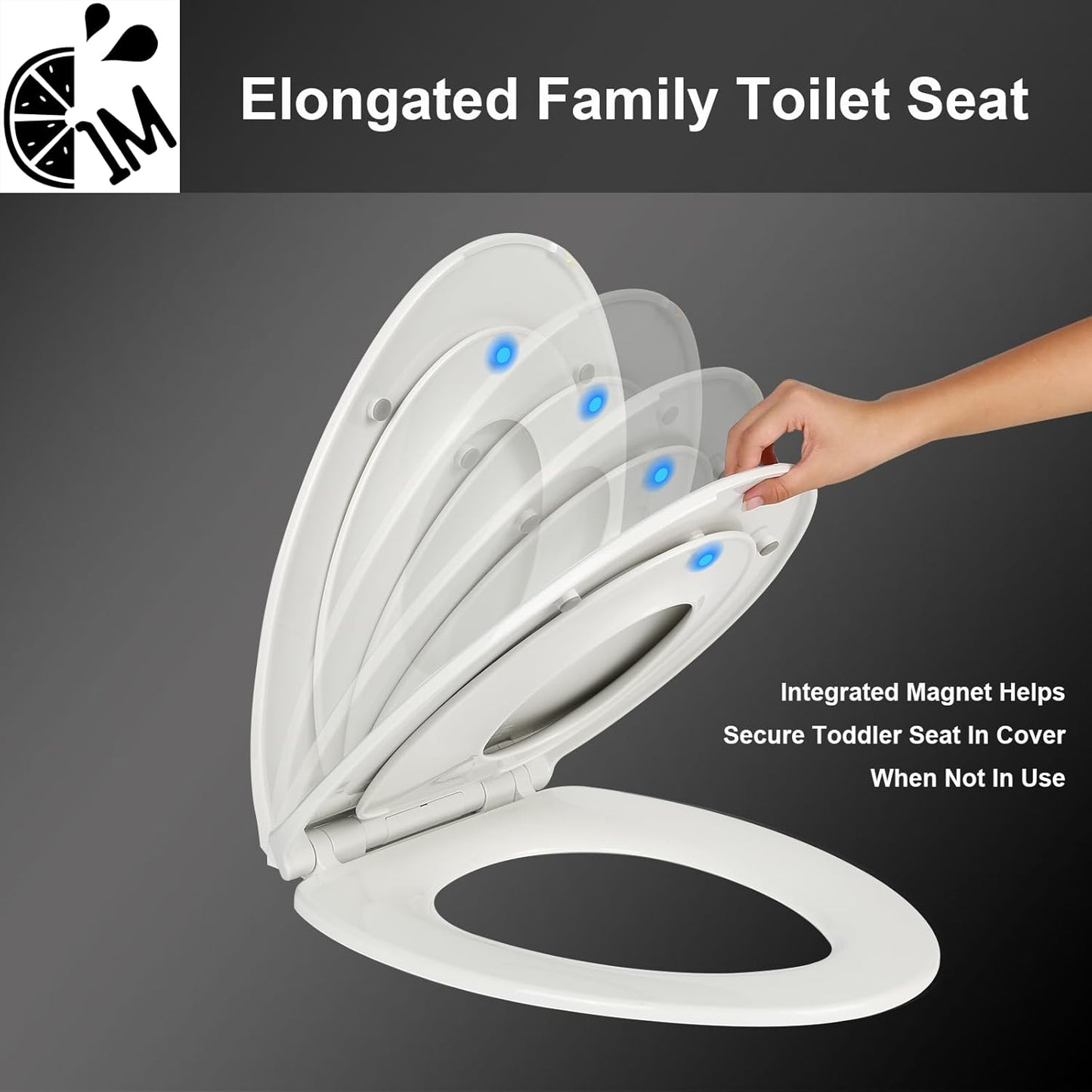 Round Toilet Seat with Toddler Seat Built In, 3X Slow Close FOR BOTH TODDLER & ADULT Seats, Potty Training Toilet Seat, No Wiggle and Easy to Install, Detachable Toddler Seat for Longterm Usage, White