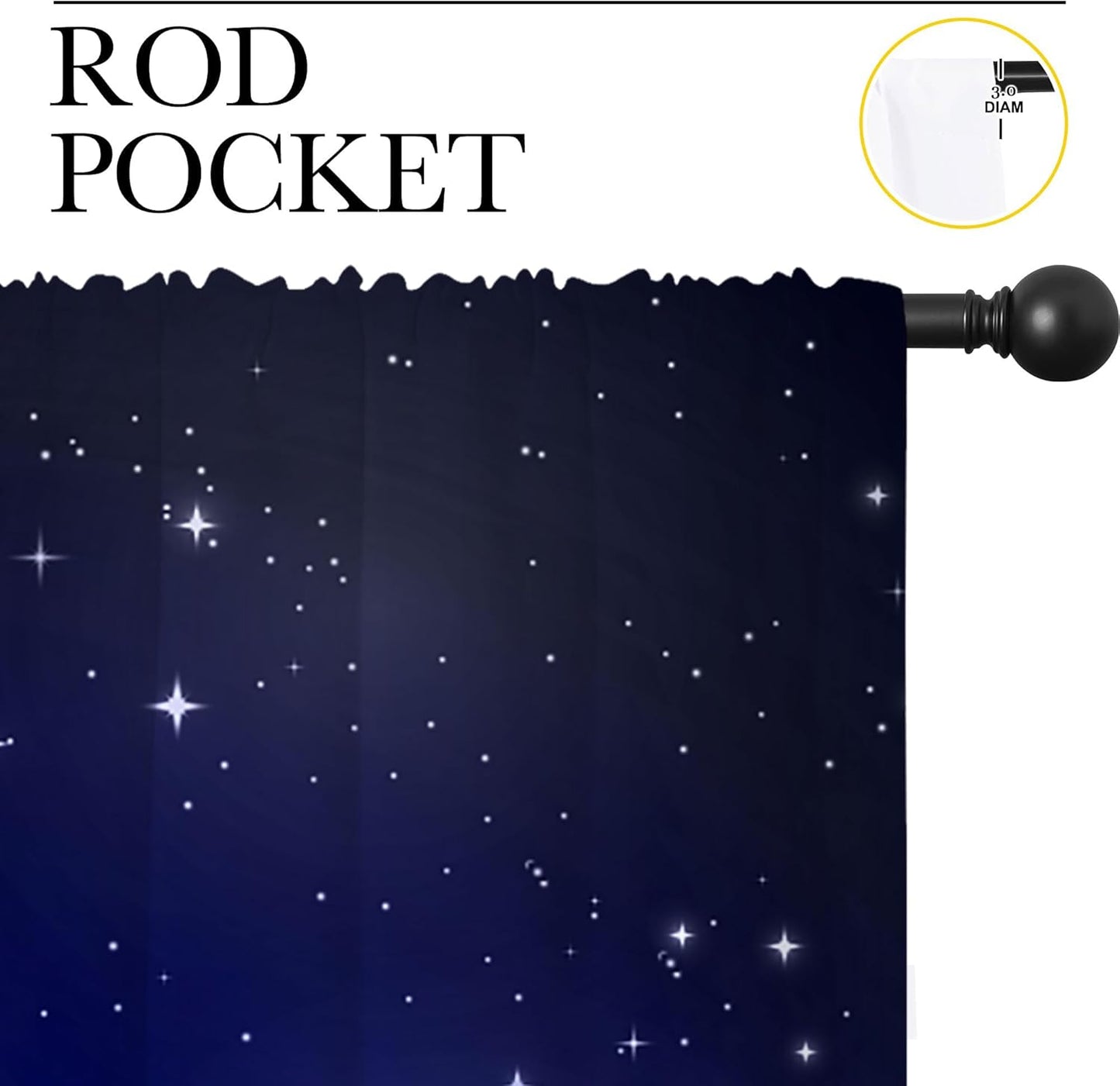 City Rod Pocket Blackout Curtains for Boy Girl Bedroom, New York Skyline Modern City Starry Sky Night View Home Energy Efficient Light Filtering Window Curtain for Living Room, 42x63 inch