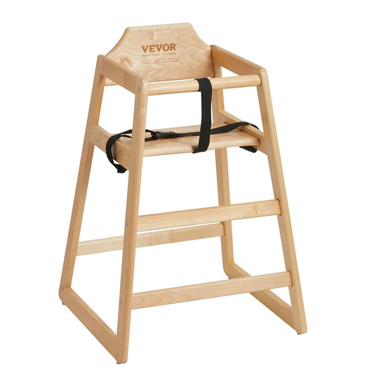VEVOR Wooden High Chair for Babies & Toddlers, Double Solid Wood Feeding Chair, Eat & Grow Portable High Chair, Easy to Clean Baby Booster Seat, Compact Toddler Chair, Natural