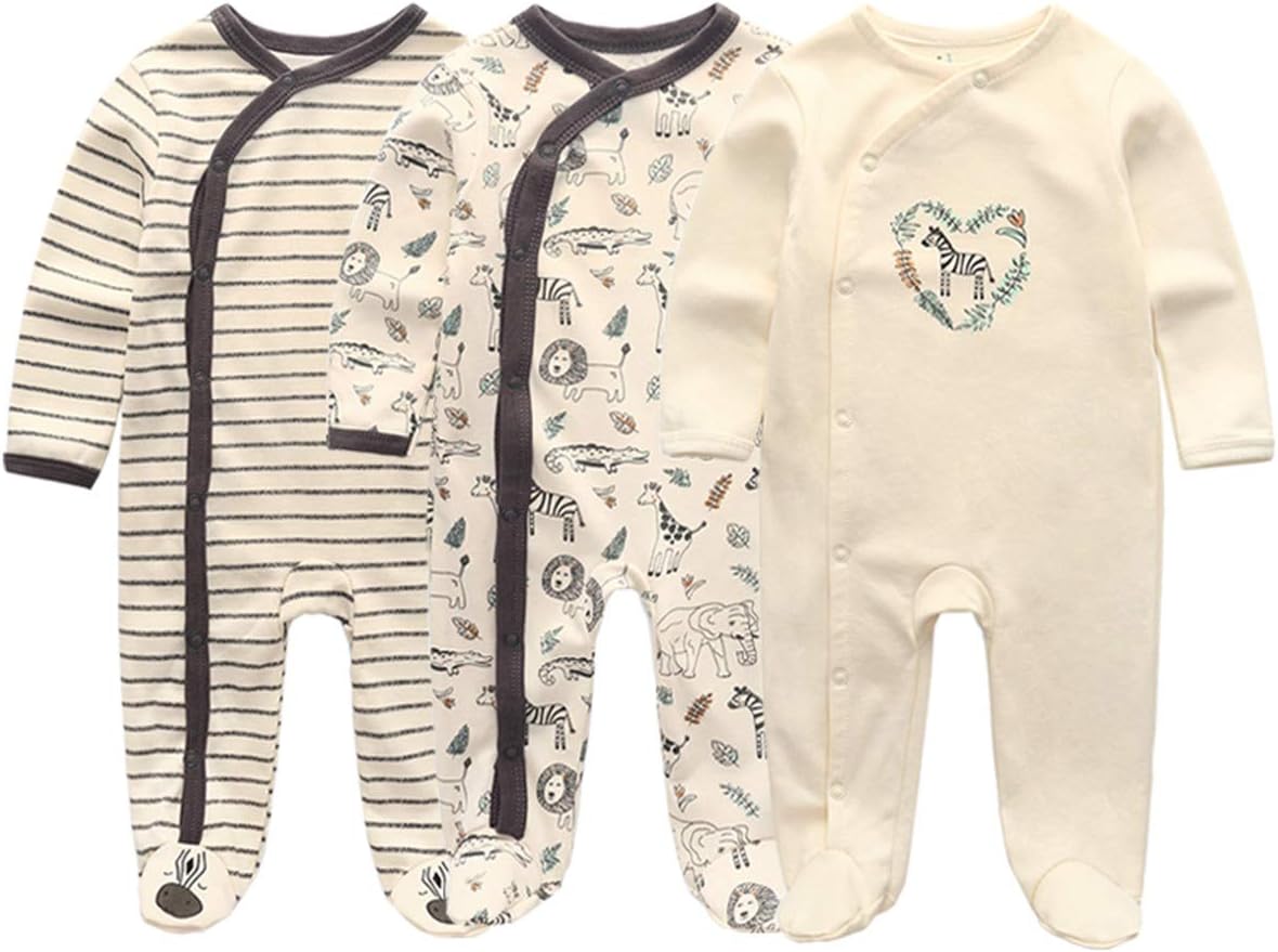 Kiddiezoom Baby and Toddler Boys'Snug Fit Footed One-Piece Romper Jumpsuit Cotton Cotton Footed Outfit