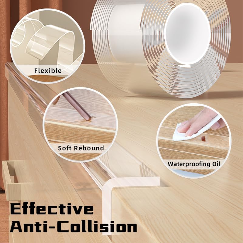Clear Soft Corner Protectors for Furniture Strip,1.18 in x 6.6 FT,Sharp Edge & Table Bumper,Window Edge,Wall Protector, Soft Corner Guards Safe for Proof,Table Corner Protectors in Family