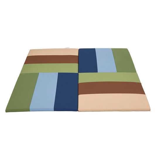 ECR4Kids SoftZone Turning Tiles Activity Mat, Folding Playmat, Earthtone