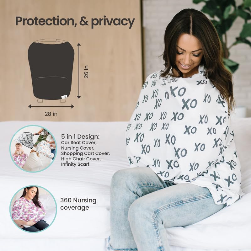 Copper Pearl Multi-Use Cover: Car Seat Covers, Nursing Cover, and Stroller Cover for Sun - Stretchy Fabric, All-Season Use, Stylish Designs, Easy Access for Moms - Squirt