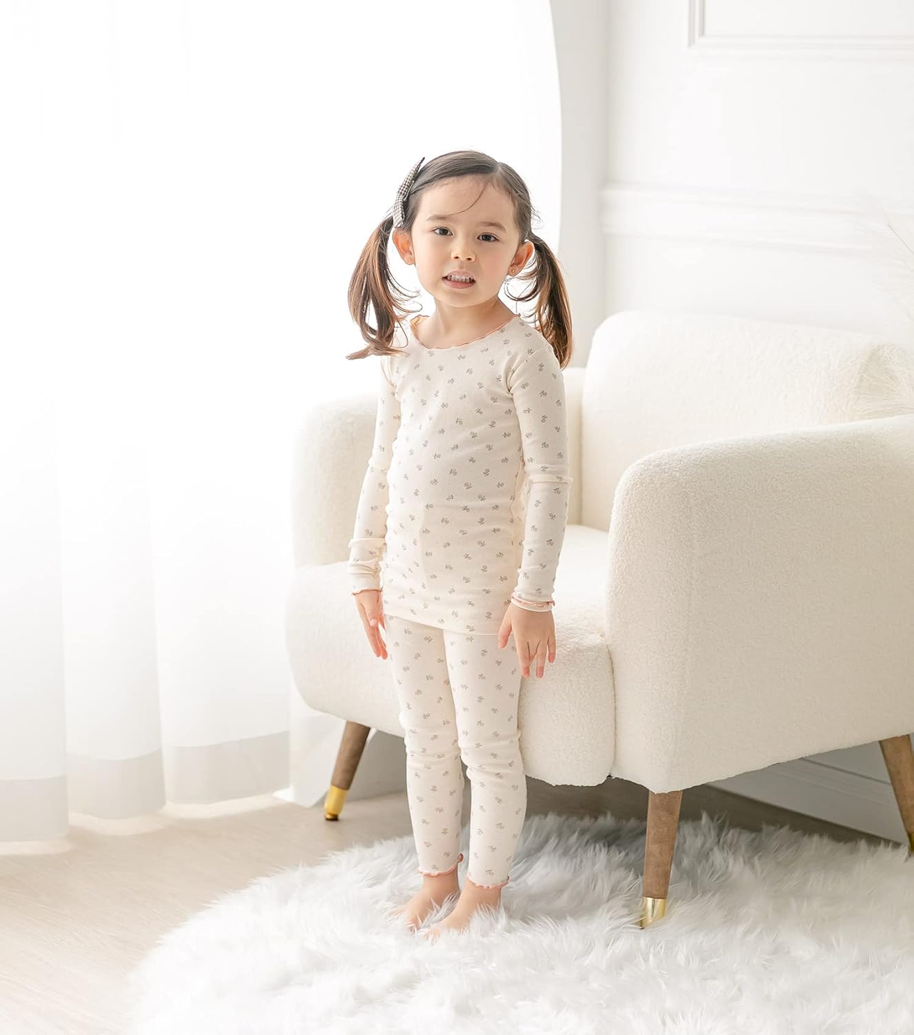 AVAUMA Baby Boy Girl Pajama Set 6M-7T Kids Cute Toddler Snug fit Flower Pattern Design Pjs Cotton Sleepwear Ruffled Shirring