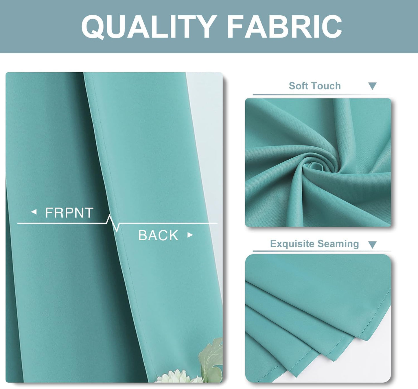 ChrisDowa Small Window Curtains 36 inches Long for Bedroom - Grommet Short Thermal Insulated Room Darkening Curtains for Kitchen (2 Panels, Aqua, 42 x 36 Inch)