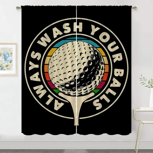 Golf Blackout Curtains for Boy Girl Room Darkening Decor,Sport Theme and White Motto Dark Background Bedroom Living Room Home Rod Pocket Thermal Insulated Window Curtain/Drapes Panel,84x84 Inch…