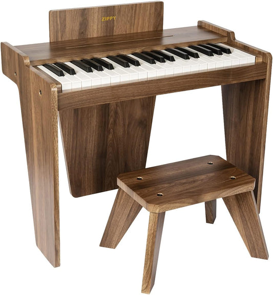 ZIPPY Kids Piano Keyboard, 37 Keys Digital Piano for Kids, Music Educational Instrument Toy, Wood Piano for 3+ Girls and Boys (Walnut Basic)
