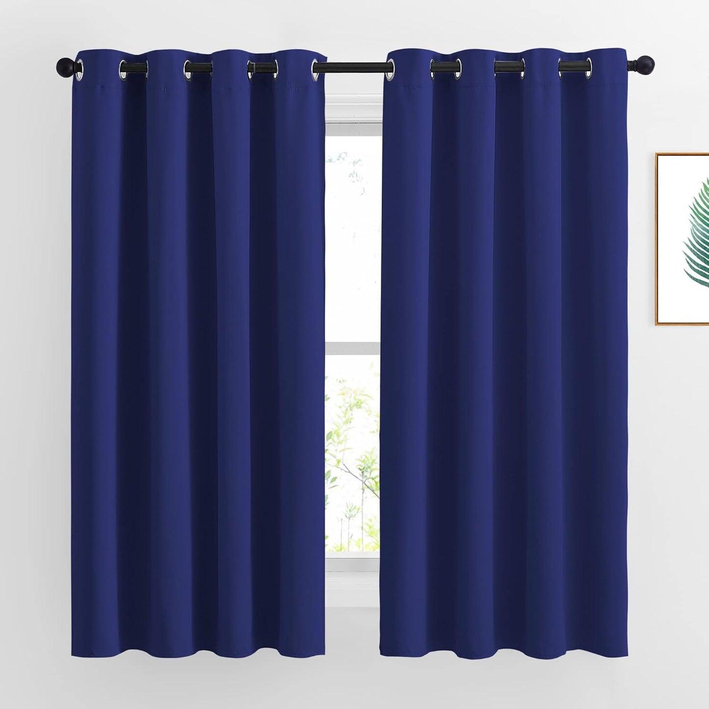 NICETOWN Blackout Window Curtains for Bedroom - Grommet Top Room Darkening Thermal Insulated Solid Vertical Drapes for Flat/Apartment (2 Panels, 46 x 63 Inch, Navy Blue)