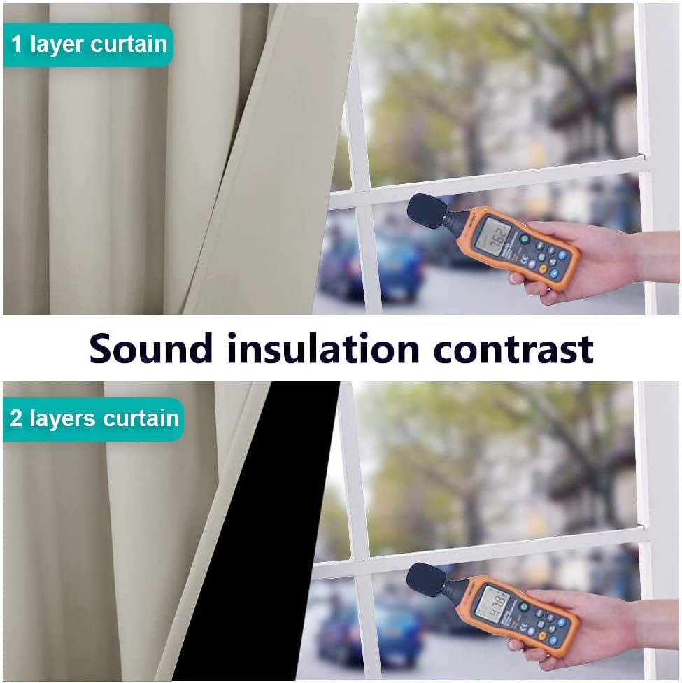 NICETOWN Full Shading Curtains for Windows, Super Heavy-Duty Black Lined Blackout Curtains for Bedroom, Privacy Assured Window Treatment (Natural, Pack of 2, 55 inches W x 102 inches L)