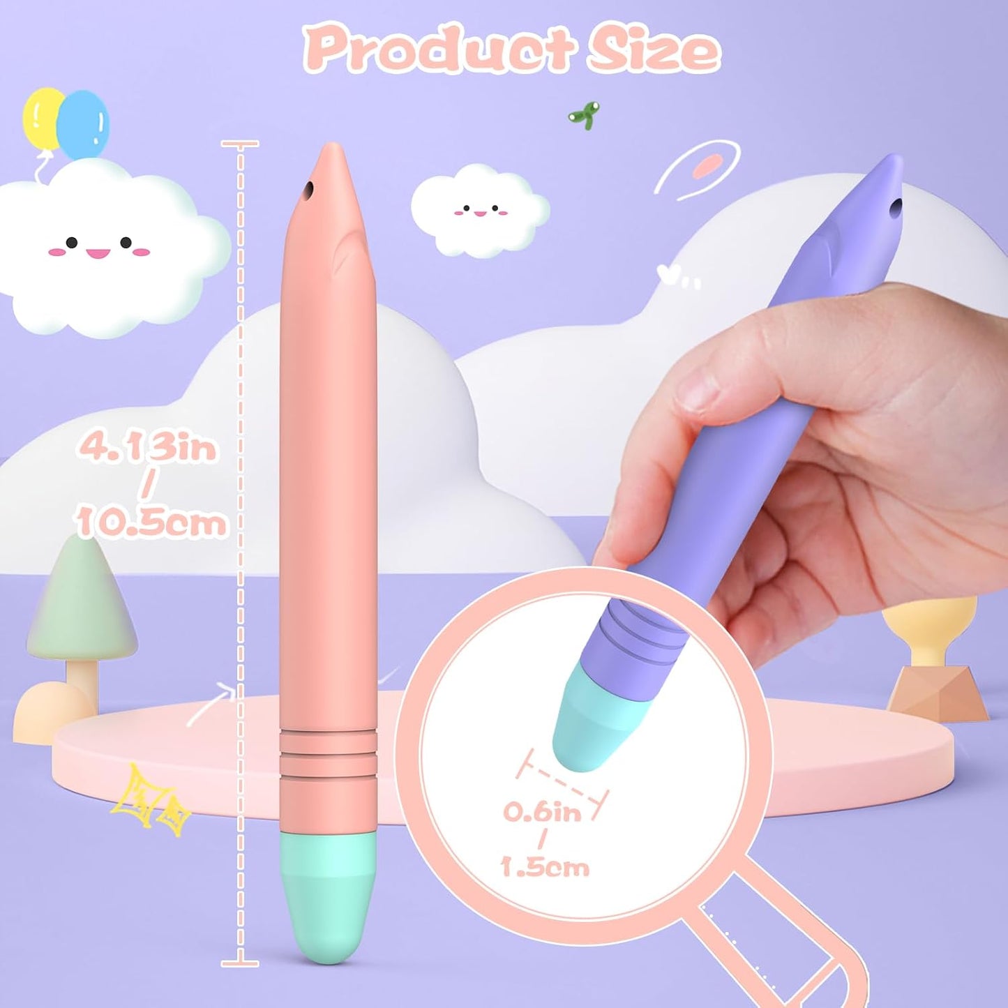 Stylus Pens for Kids, MEKO 2 Pack Kid-Friendly Tablet Pen with Tethers Work for Amazon Fire Tablet, iPad, iPhone, Android Tablets, All Touchscreen Devices (Pink+Purple)
