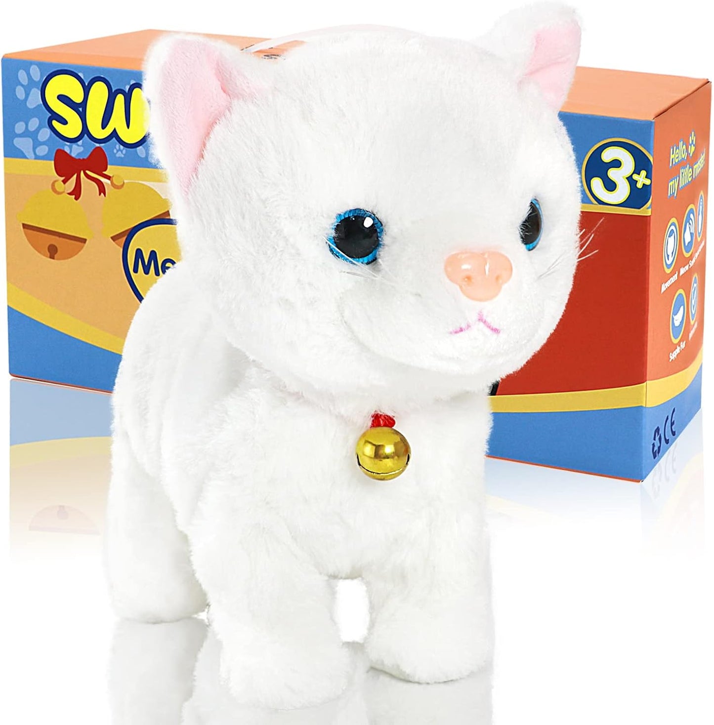 Plush Cat Stuffed Animal Interactive Cat Robot Toy, LED Robotic Cat Barking Meow Kitten Touch Control, Electronic Cat Pet, Robot Cat Kitty Toy, Animated Toy Cats for Girls Baby Kids