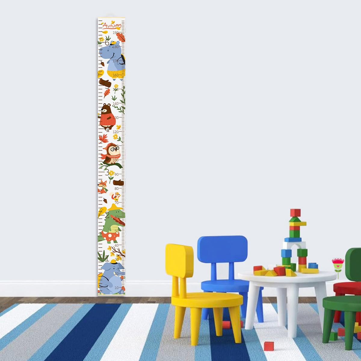 Baby Height Growth Chart Wall Cartoon Animal Wooden Ruler Growth Chart for Kids Height Measurement with Elephant and Crocodile Characters Kids Wall Decor for Playroom Bedroom 79 in X 7.9 in
