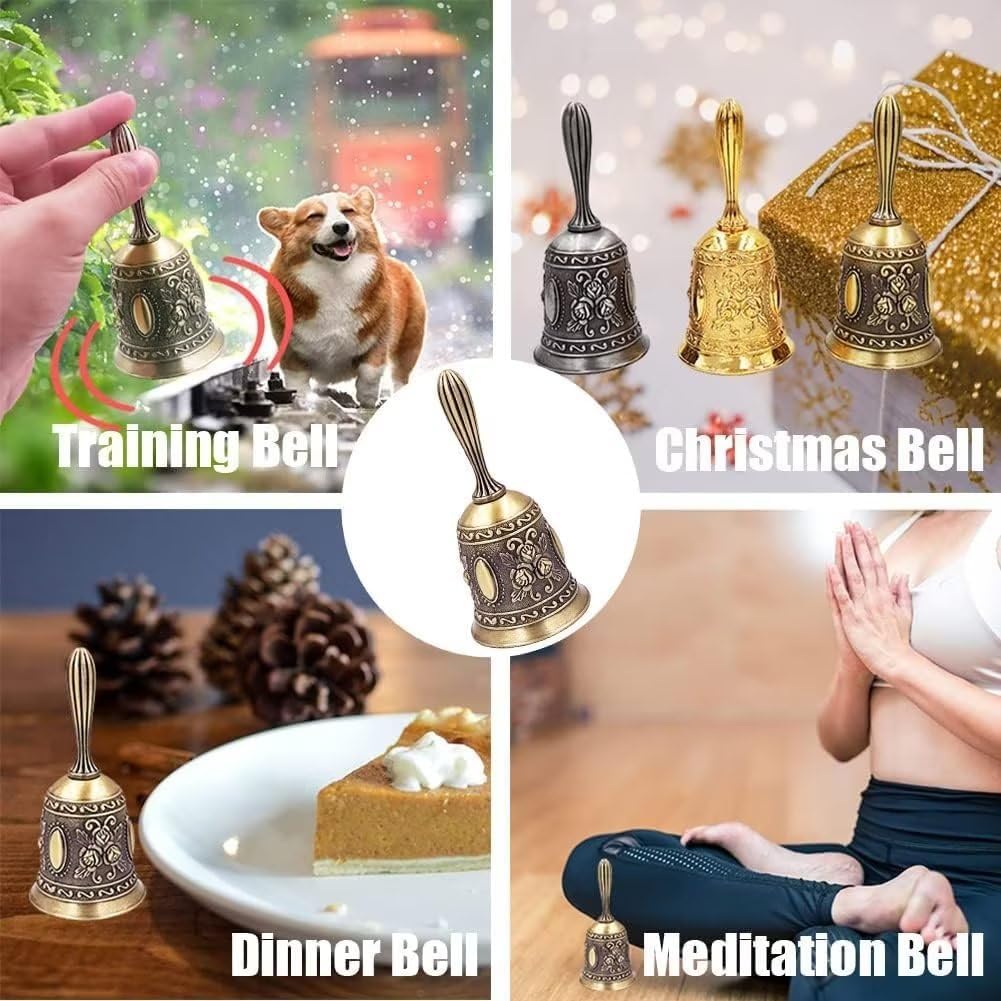 Hourwof Metal Wedding & Christmas Bells - Decorative Service Call Bell, Gold