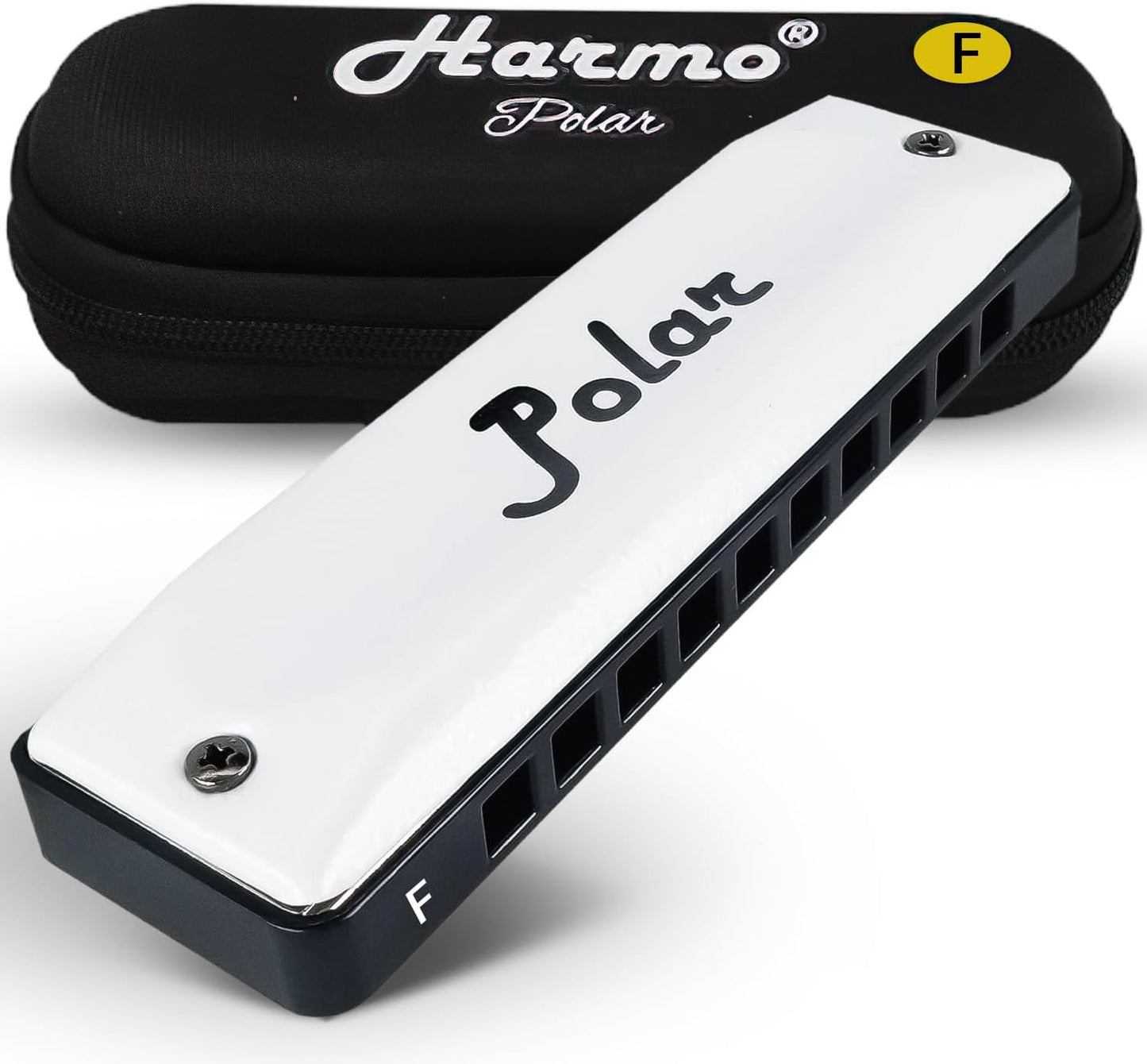 Harmo Polar Diatonic Harmonica Key of F - 10 Holes 20 Notes, Blues Harp Mouth Organ With Case, Phosphor Bronze Reeds, Suitable for All Genres, Harmonica for Kids, Adult, Beginners & Professionals