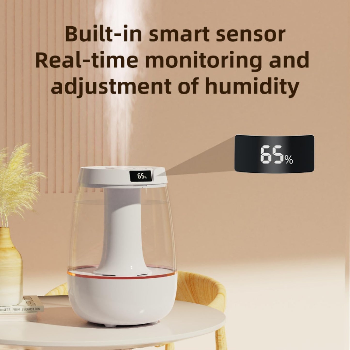 Humidifier for Bedroom, 3L Cool Mist Humidifiers with 25dB Quiet Air Humidifier with Night Light Waterless Auto Shut-Off for Home Baby Office Travel
