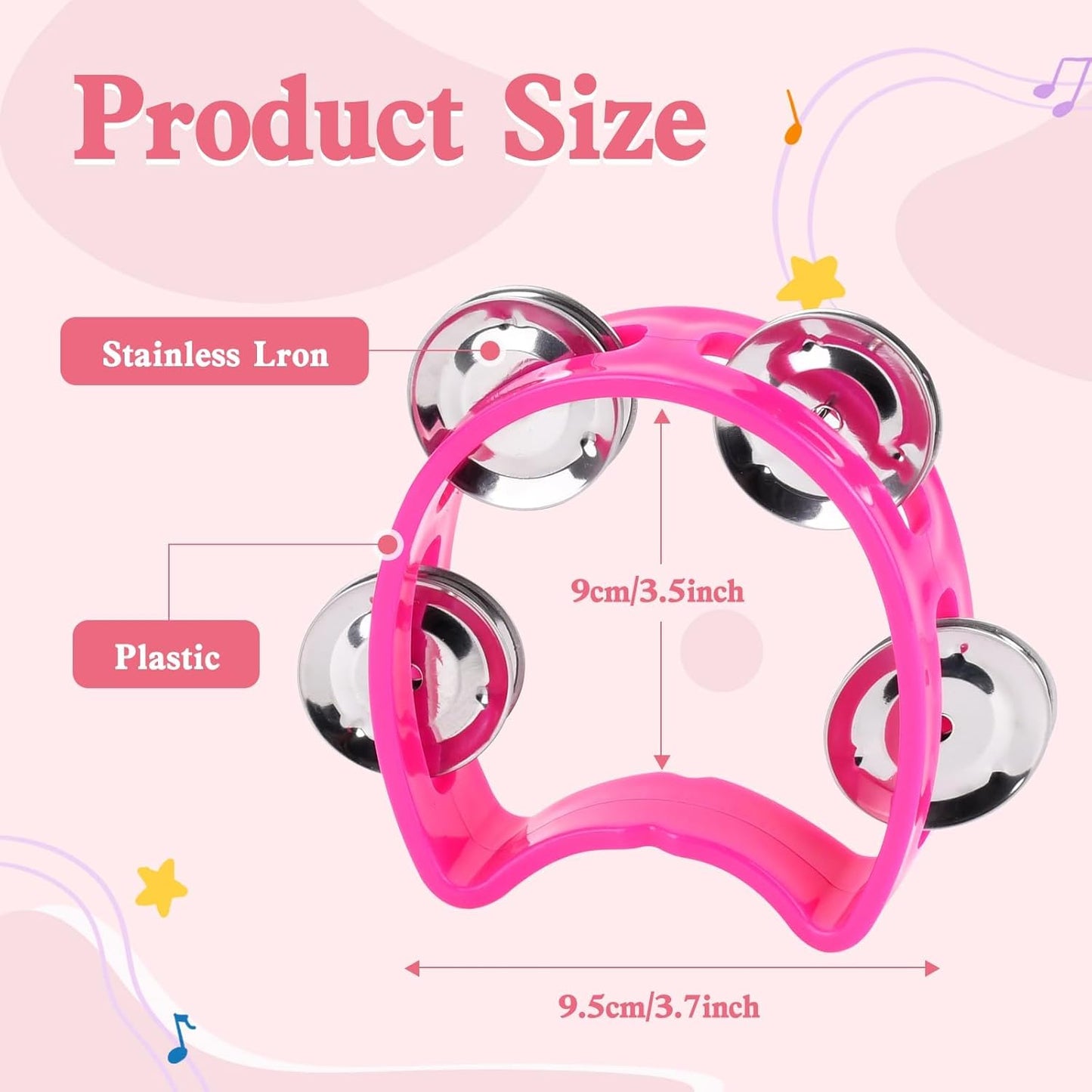 24 PCS Multicolored Tambourines for Kids - 4 Bells Handheld Musical Instruments and Noise Makers Perfect for School Supplies Church Kindergarten Weddings Christmas Parties and Group Performances