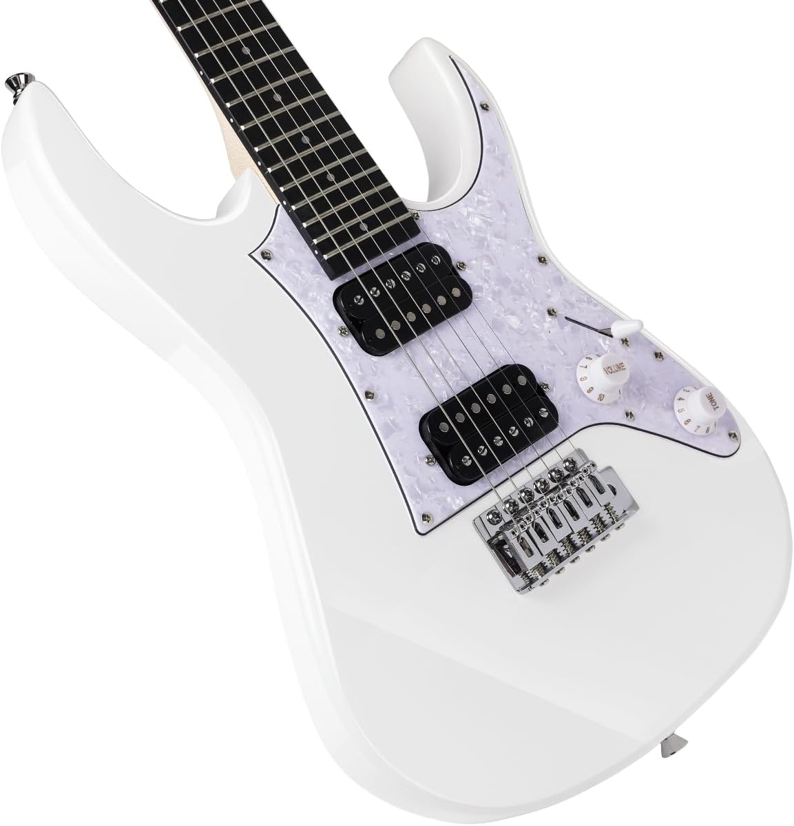 Bullfighter 34 Inch Kids Mini Strat Electric Guitar for Boys Girls, Beginner’s Electric Guitar Kit with Gig Bag, Picks, Cable, Strap, Extra Strings D120-R (blue) (White)