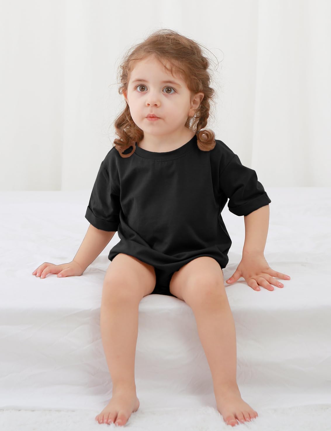 Jimonda Baby Bubble Romper Boy Girl Solid Color T-Shirt Outfits Short Sleeve Bodysuit Organic Cotton 2Pcs