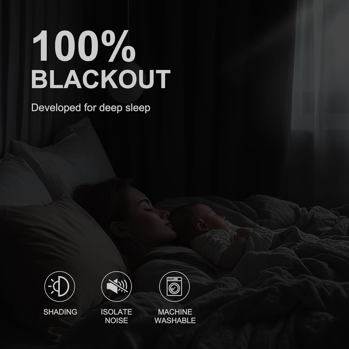NICETOWN 100% Blackout Curtains for Bedroom, Total Blackout Thermal Insulated Grommet Window Plylux Curtains & Drapes 63 Inch Length for Living Room, 2 Panels Set (Black, 52 x 63 Inch)