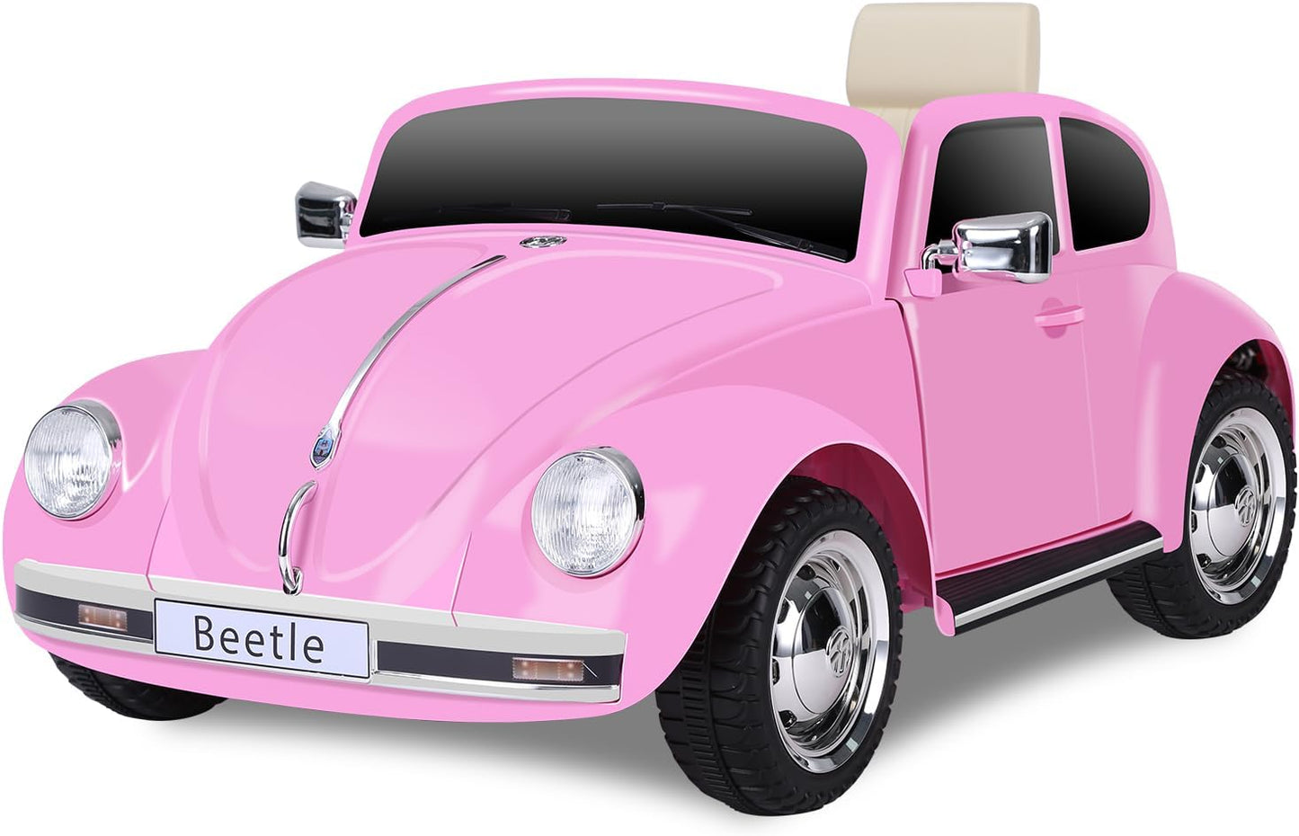 12V Kids Electric Car, Power Wheels with Remote Control, Ride on Car Toys with LED Light, 3 Speeds, Music, Pink