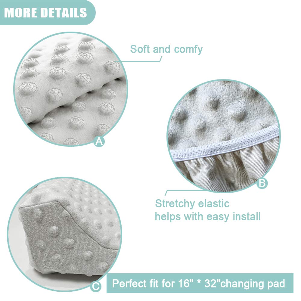 Owlowla Changing Pad Cover,Soft Minky Dots Changing Table Sheets for Baby Boy and Girl 2Pack (Silver Grey&Baby Blue)