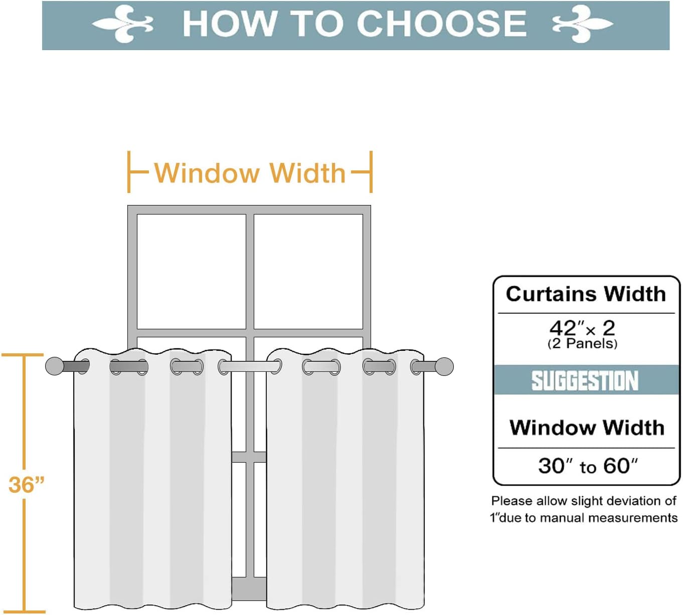 ChrisDowa Small Window Curtains for Kitchen and Bedroom - Grommet Short Thermal Insulated Room Darkening Curtains (2 Panels, Beige, 42 x 36 Inch)