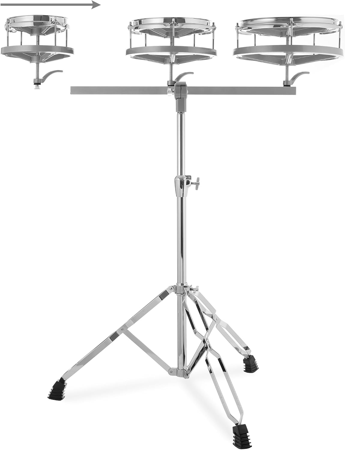 Ashthorpe Roto Tom Drum Set with Stand - 6", 8", 10" Toms with Remo Heads