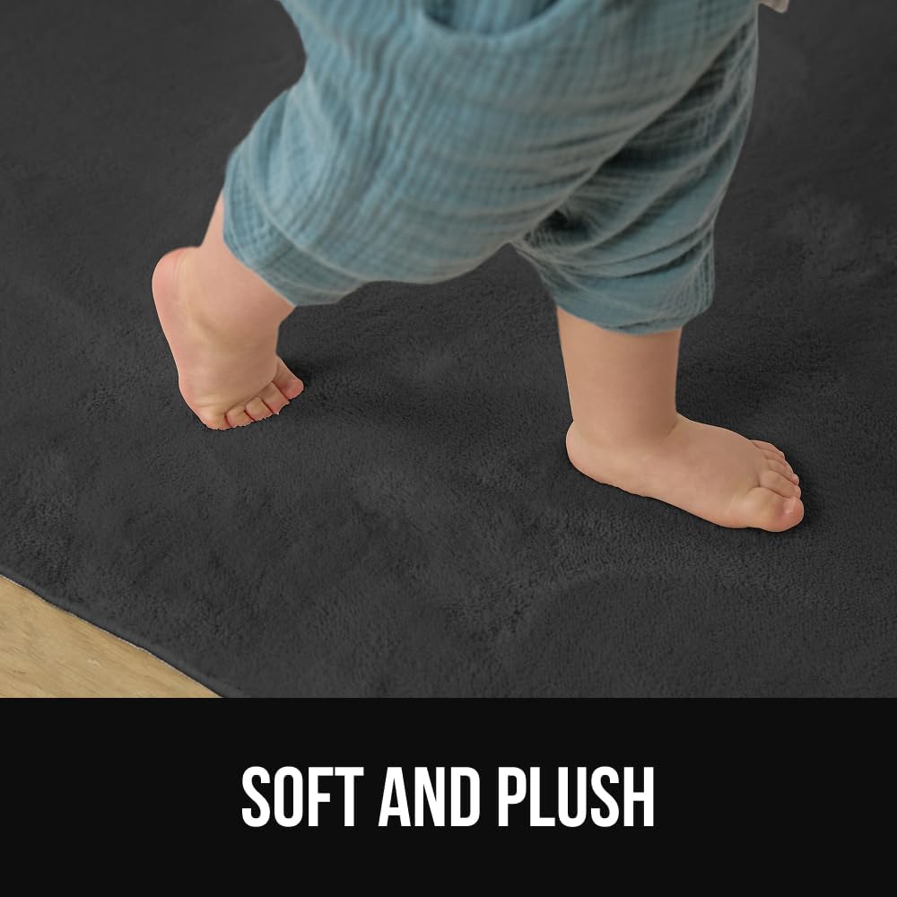 GORILLA GRIP Ultra Soft Washable Area Rug, 8x10, Stain and Slip Resistant Plush Thick Carpet for Bedroom Living Room, No Shed Floor Rugs, Pet Friendly, Dorm Essentials, Nursery Home Decor, Dark Gray