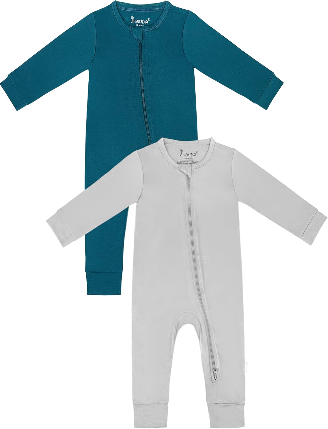 Jimonda Baby Romper Boys Girls Bamboo Pajamas 2-Way Zipper Footless Unisex Long Sleeve Sleepers Sleep and Play 0-24 Months
