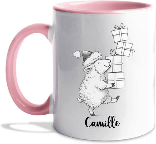 Personalized Name Sheep Lover Coffee Mug, Funny Sheep White Cup Gift For Men Women Dad Mom Daughter Son, Custom Sheeps Accent Ceramic Teacup 11 15 Oz, Sheeps Travel Mug Gift for Birthday Christmas