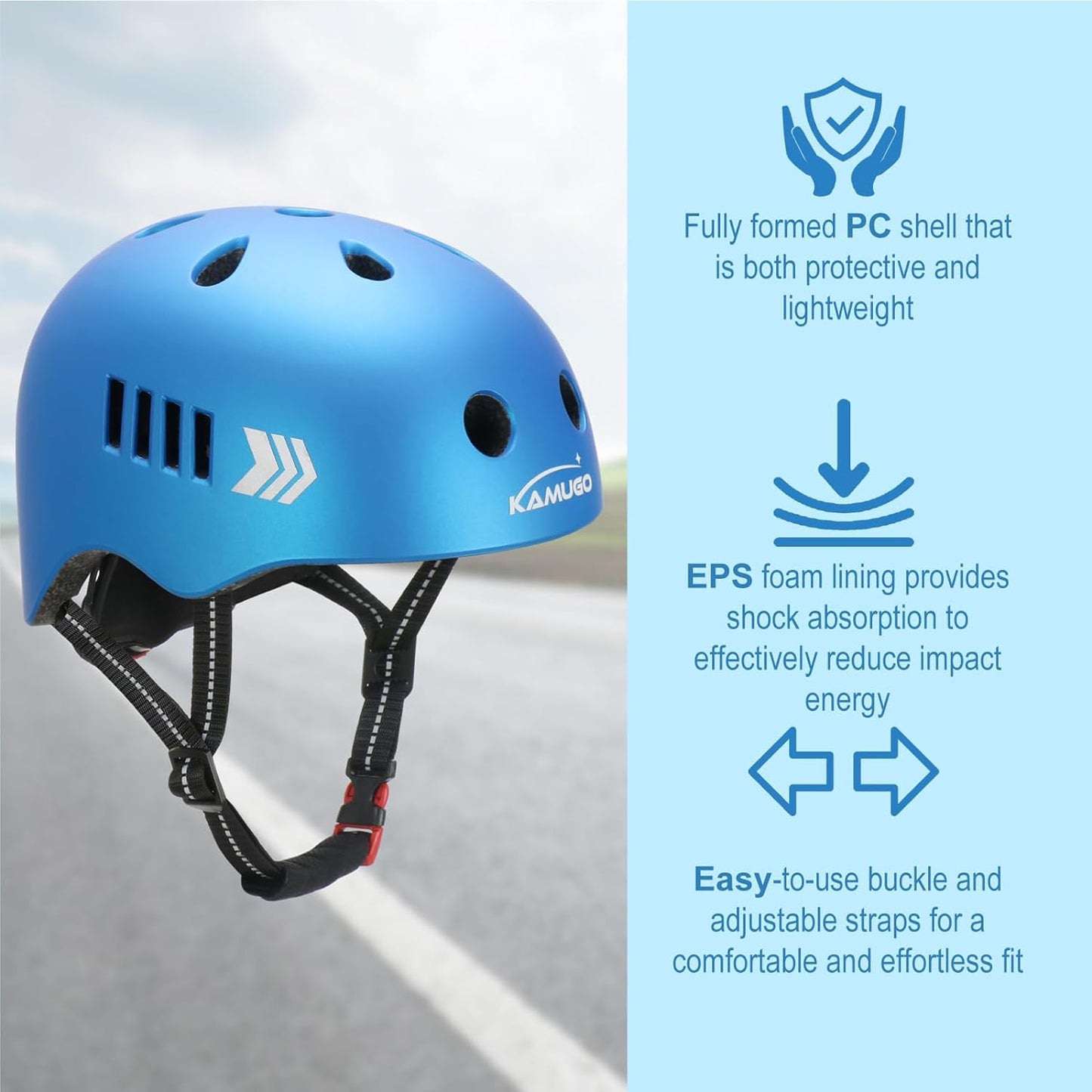 KAMUGO Kids Bike Helmet Set, Toddler Helmet for Ages 2-8 Boys Girls with Sports Protective Gear Set Knee Elbow Wrist Pads for Skateboard Cycling Scooter Rollerblading