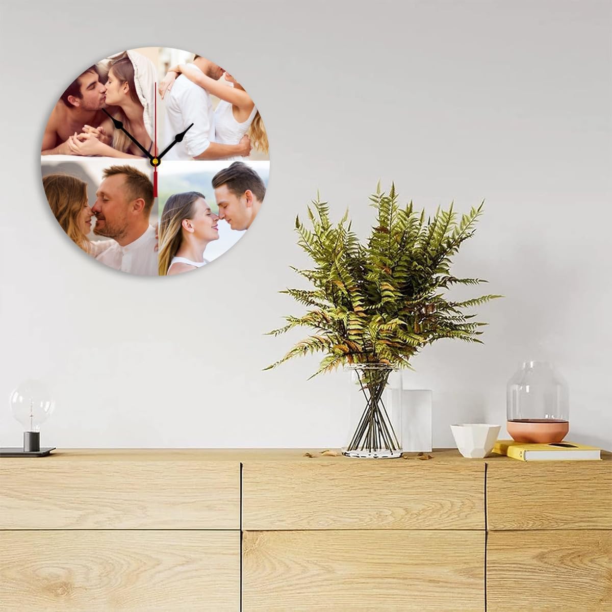 Generic Custom Wall Clock Personalized Clocks with Photo Text Logo Customized Round Clock for Birthday Wedding Present Creative, 12inch-30cm