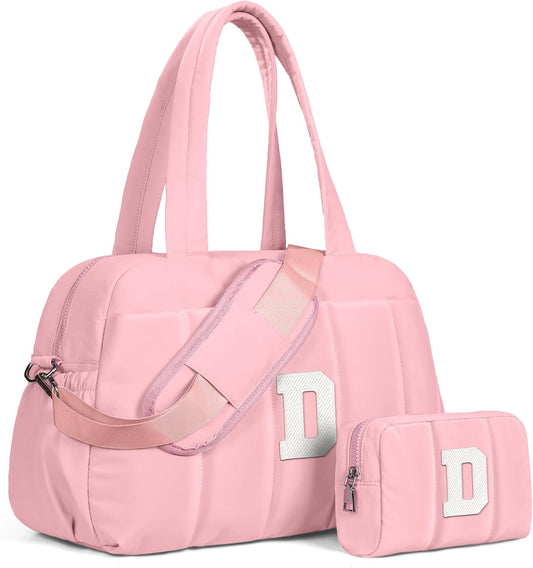 Gifts for Granddaughter, Duffle Bag for Travel, Weekender Bags for Women，Initial Overnight Bag with Wet Pocket，Lightweight Travel Bags Personalized Gym Tote with Makeup Pouch