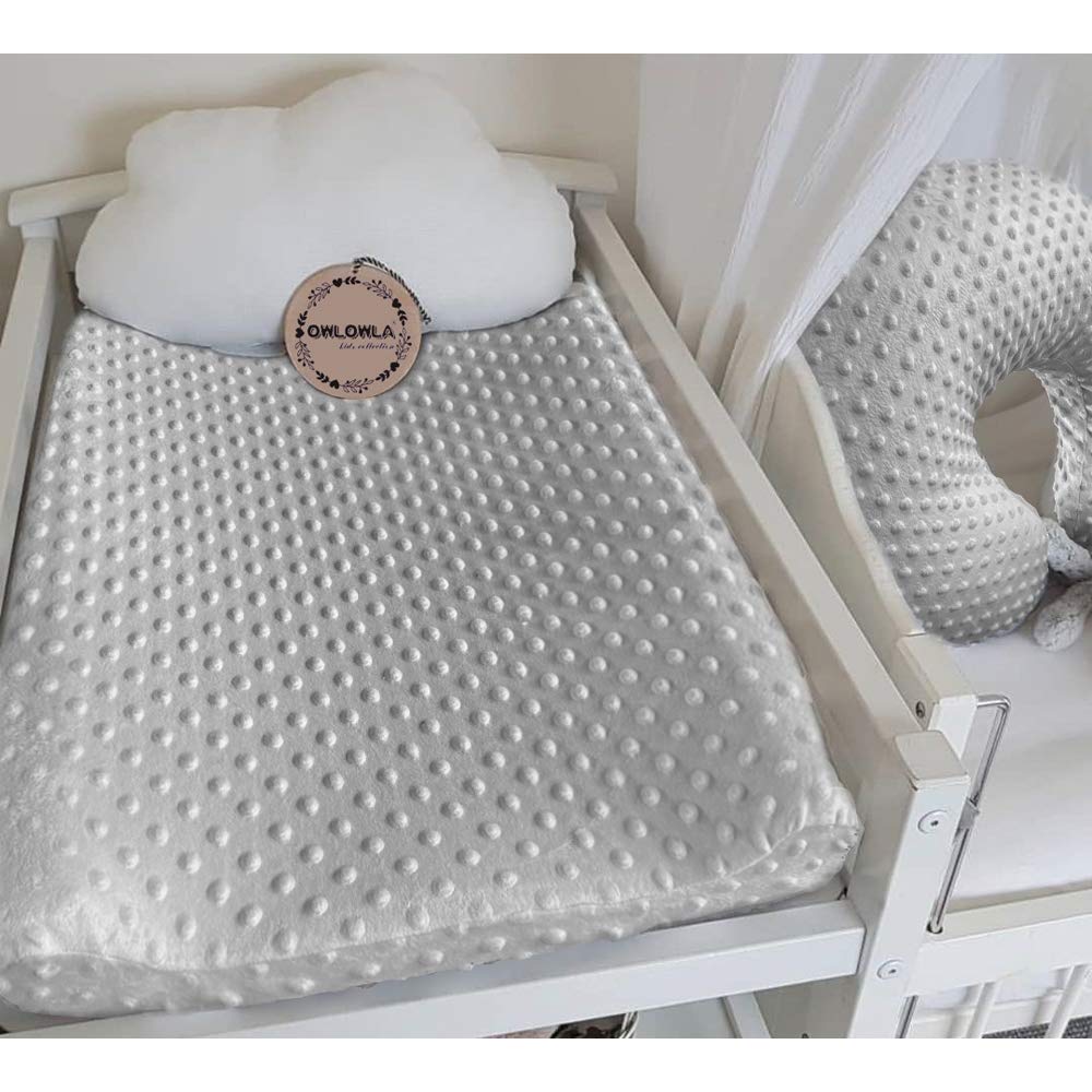 Owlowla Changing Pad Cover, Soft Minky Dots Changing Table Sheets for Baby Boy and Girl 2Pack (Grey/Navy)