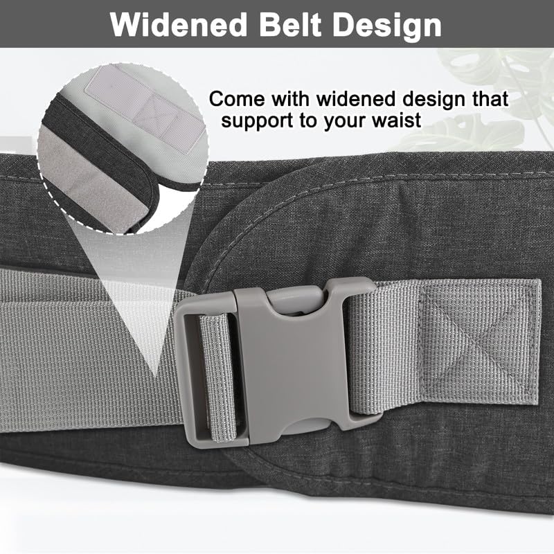 Baby Hip Carrier, Hip Seat Baby Carrierwith Adjustable Waistband, Ergonomic No-Slipped Seat, Breathable Materials for Newborns to Toddlers（Black