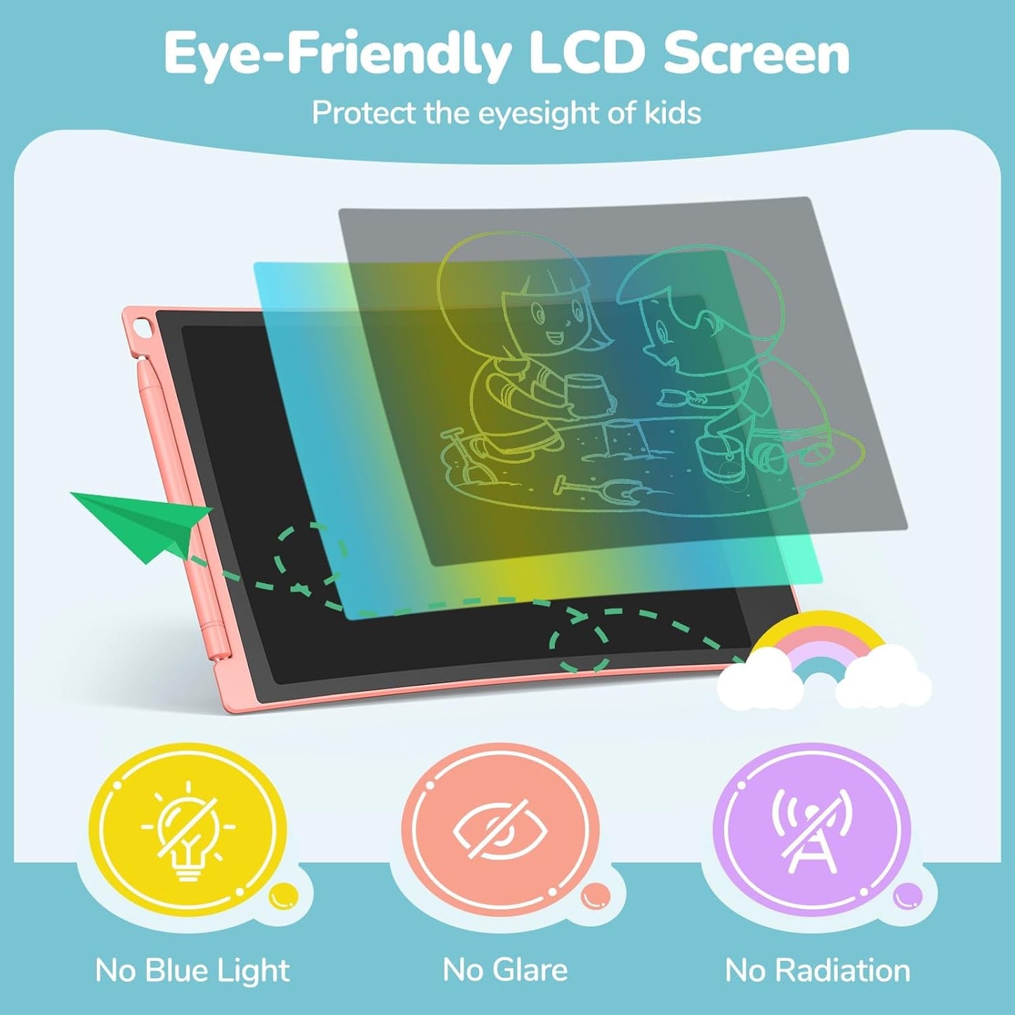 TECJOE LCD Writing Tablet, 8.5 Inch Colorful Doodle Board Drawing Tablet for Kids, Christmas Stocking Stuffers Birthday Gifts Travel Games Toys for Age 3 4 5 6 Boys Girls Toddles Preschooler