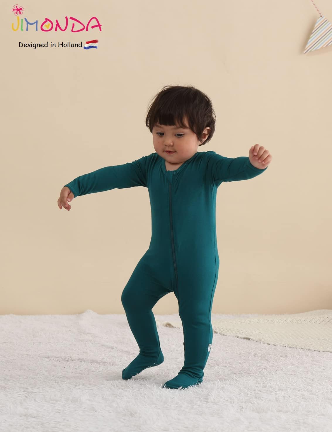 Jimonda Bamboo Baby Pajamas,Unisex Boys Girls One-Piece Footies,Long Sleeve Sleepers 2-Way Zip closure Romper