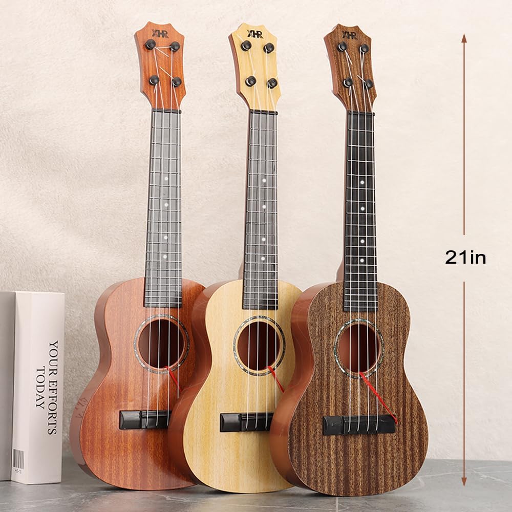 Raimy Kids Ukulele Guitar - 21inch 4 Strings Guitar Children Musical Instruments Educational Toys with Picks for Toddler Kids Boys Girls Beginner (Brown)