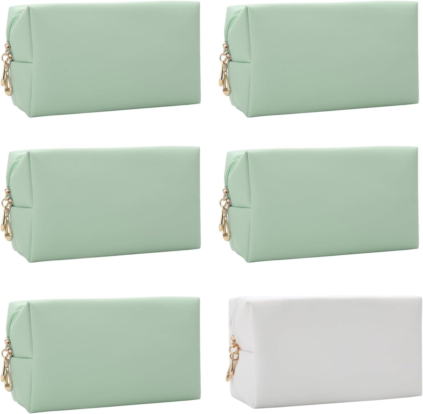 Bridesmaid Proposal Gifts Letter Cosmetic makeup bag bulk for Wedding Party Favors Bachelorette party decorations Toiletry Organizer Bag Makeup Case Gift (6, White&sage green)
