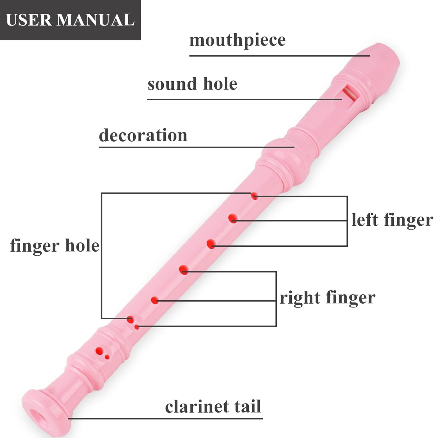 Recorder Instrument for Beginner Kids Adults,8-Hole Soprano Descant Recorder Music Flute with with Cleaning Rod & Leather Case For School Student Home Entertainment(2-Bear）