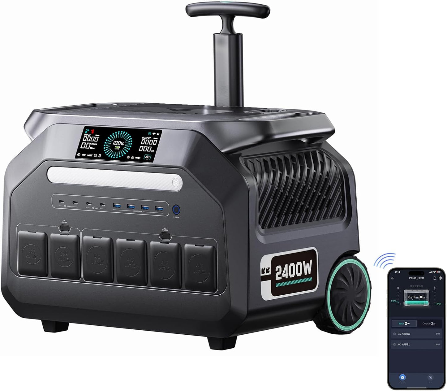 IEE P2400 Solar Generator,2400W/2048Wh Solar power station,1800W Super Fast Charging, LiFePO4 (LFP) Battery,APP Control Emergency Power Station for Home, Camping, RV and Power Outages