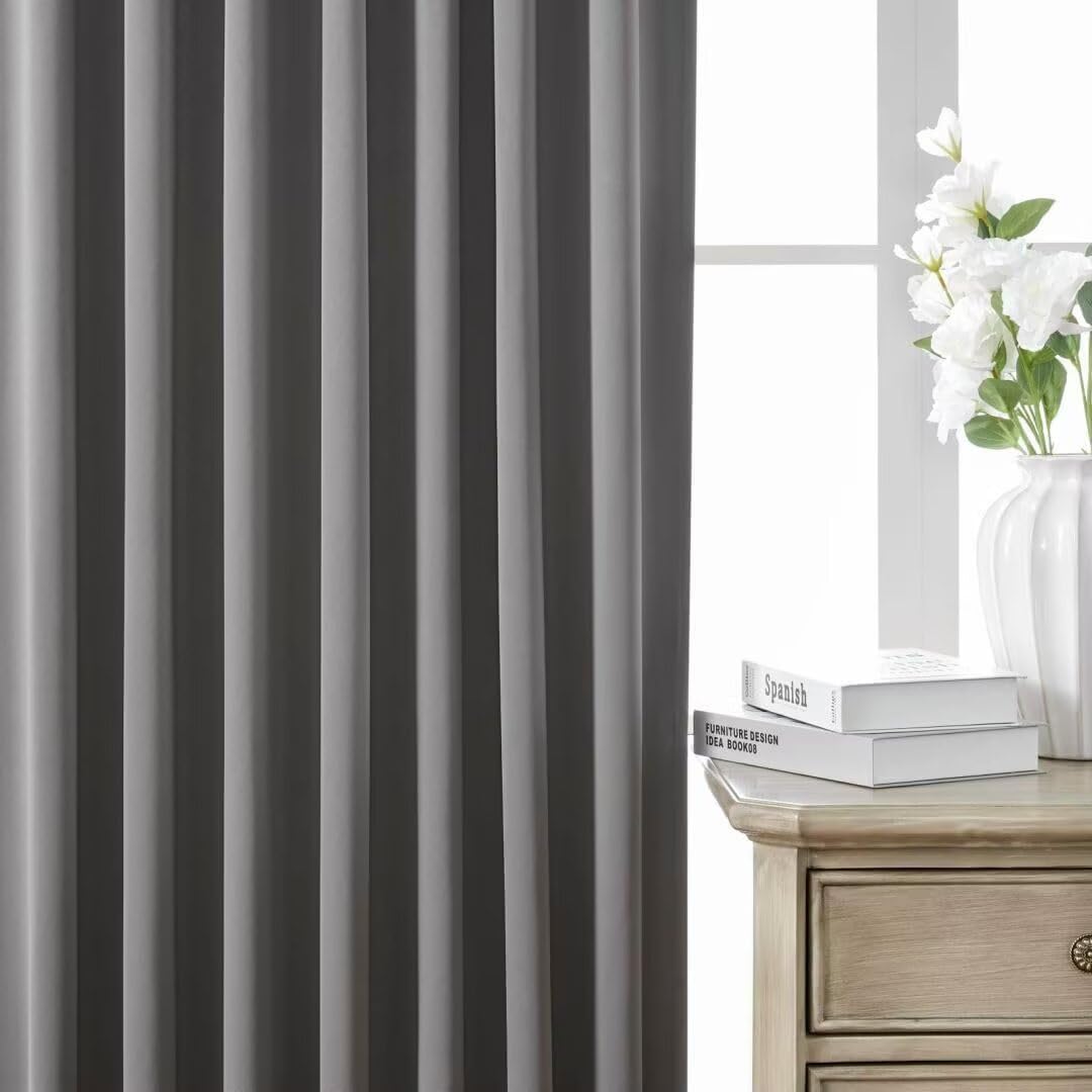 Joydeco Blackout Curtains 84 Inch Length 2 Panels Set, Thermal Insulated Black Out Curtains for Bedroom, Room Darkening Drapes for Living Room Window (W37 x L84 Inch, Light Grey)