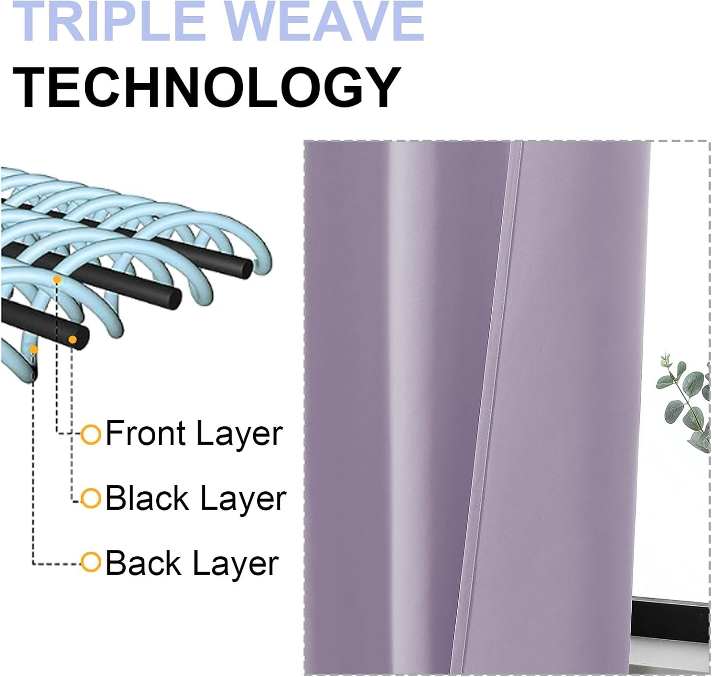 Simplebrand Ava Lilac Blackout Curtains for Bedroom 63 Inch Length 2 Panels Set, Nursery Thermal Insulated Energy Saving Rod Pocket Window Treatment Curtains Blackout Drapes, W40 x L63 Inch, Lilac
